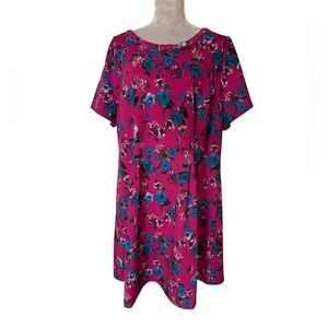 Lane Bryant magenta and blue flower dress with keyhole tie in back. Size 18/20
